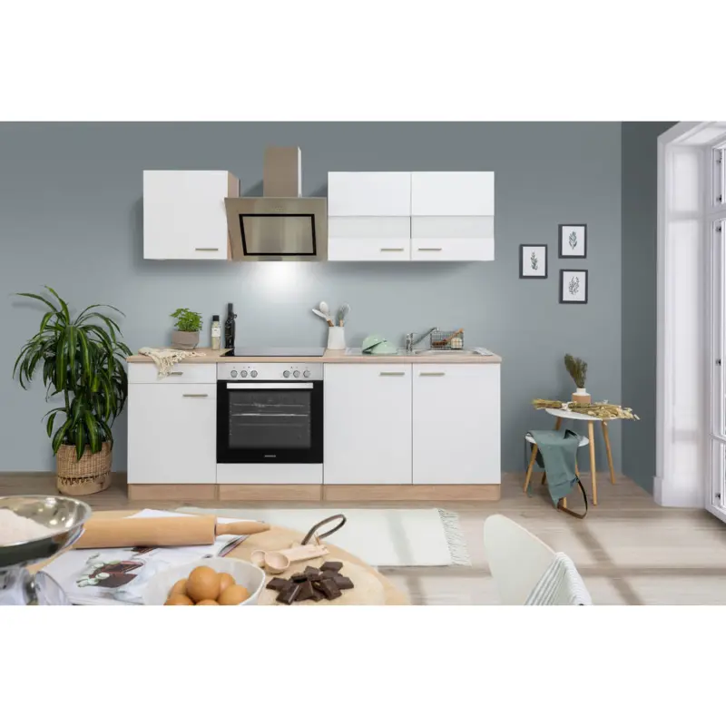 K&uuml;chenblock 210 cm in Wei&szlig;