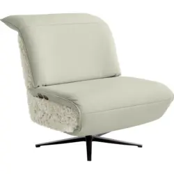 Sessel in Hochflor Echtleder Wei&szlig;