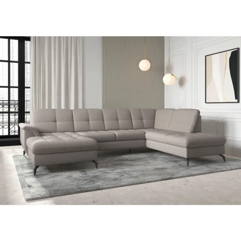 Wohnlandschaft Zora E in Flachgewebe Taupe