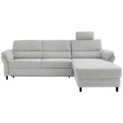 Ecksofa in Mikrofaser Wei&szlig; 279/176 cm
