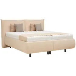 Polsterbett Matratze, Lattenrost, Bettkasten Sandfarben 160/200 cm