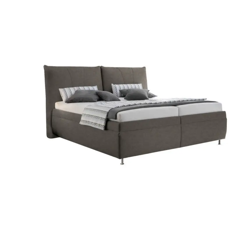 Polsterbett Matratze, gepolstertes Kopfteil, Lattenrost, Bettkasten Graubraun 180/200 cm