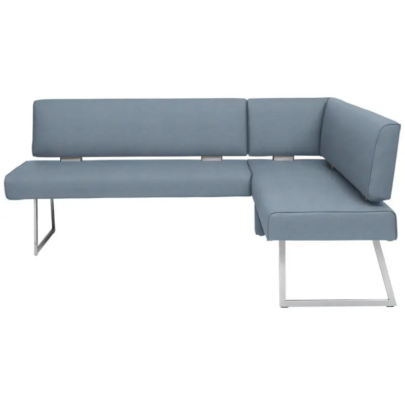 Eckbank 173/137 cm in Blau, Edelstahlfarben