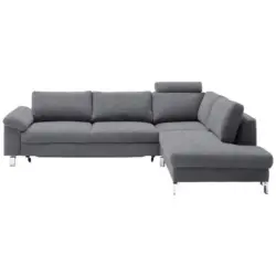 Ecksofa in Velours Grau 281/200 cm