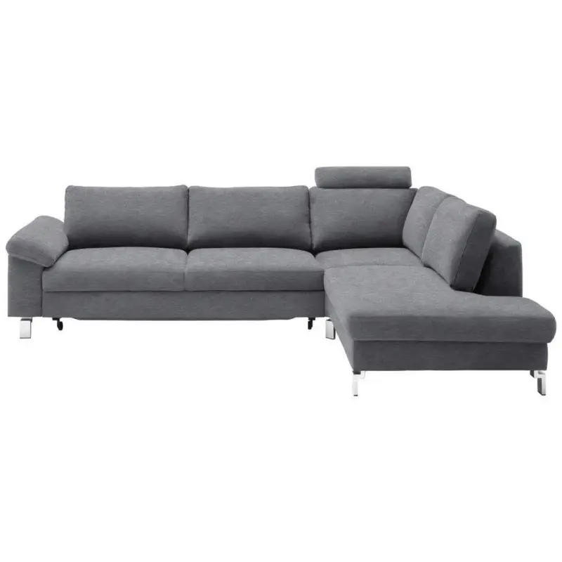 Ecksofa in Velours Grau 281/200 cm