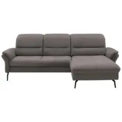 Ecksofa in Flachgewebe Hellgrau 260/181 cm