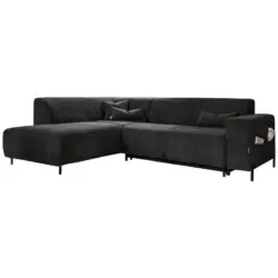Ecksofa in Cord Dunkelgrau 192/250 cm