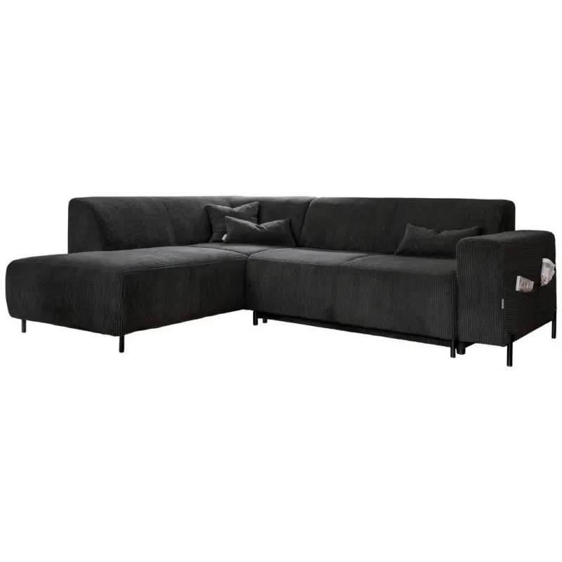 Ecksofa in Cord Dunkelgrau 192/250 cm