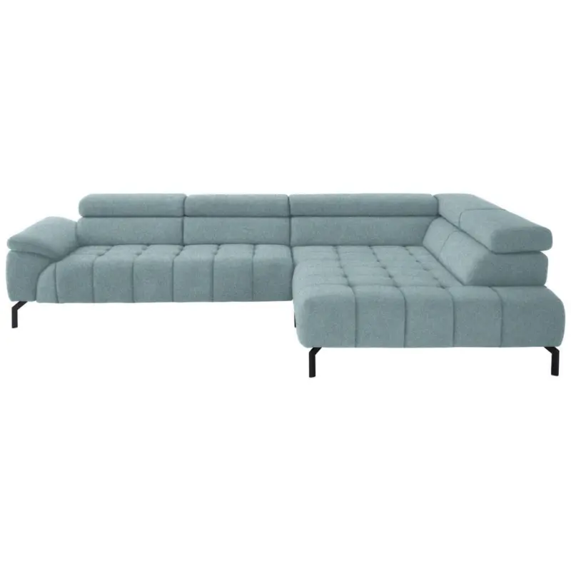 Ecksofa in Chenille Hellblau 323/222 cm