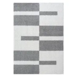 Hochflorteppich 60/110 cm Milano Wei&szlig;, Hellgrau