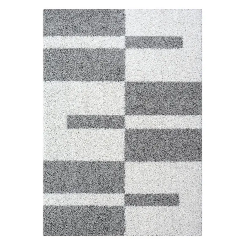 Hochflorteppich 60/110 cm Milano Wei&szlig;, Hellgrau