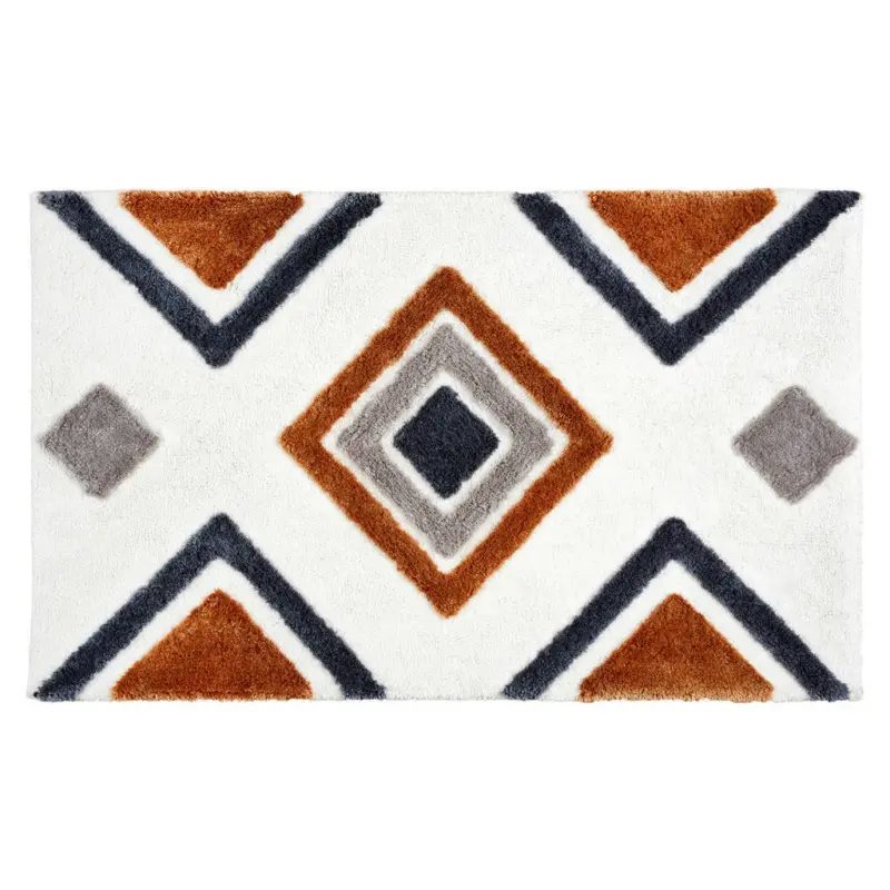 Badteppich Braun, Grau, Schwarz, Wei&szlig; 60/90 cm