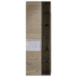 Vitrine in furniert, mehrschichtige Massivholzplatte (Tischlerplatte) Eiche Wei&szlig;, Wildeiche