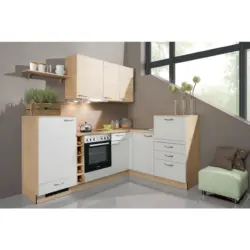 Eckk&uuml;che 230/175 cm in Wei&szlig;, Wildeiche