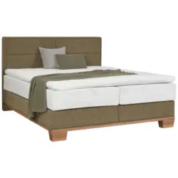 Boxspringbett 160/200 cm in Eichefarben, Olivgr&uuml;n