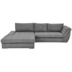 Ecksofa in Flachgewebe Hellgrau 174/306 cm