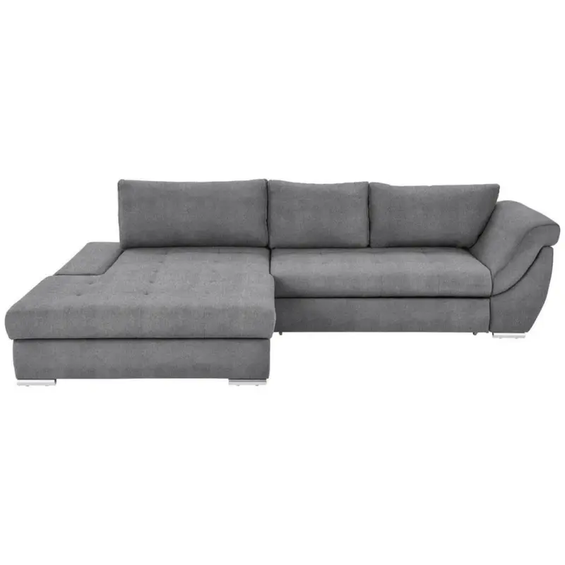 Ecksofa in Flachgewebe Hellgrau 174/306 cm