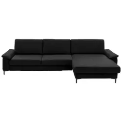 Ecksofa in Echtleder Schwarz 334/176 cm