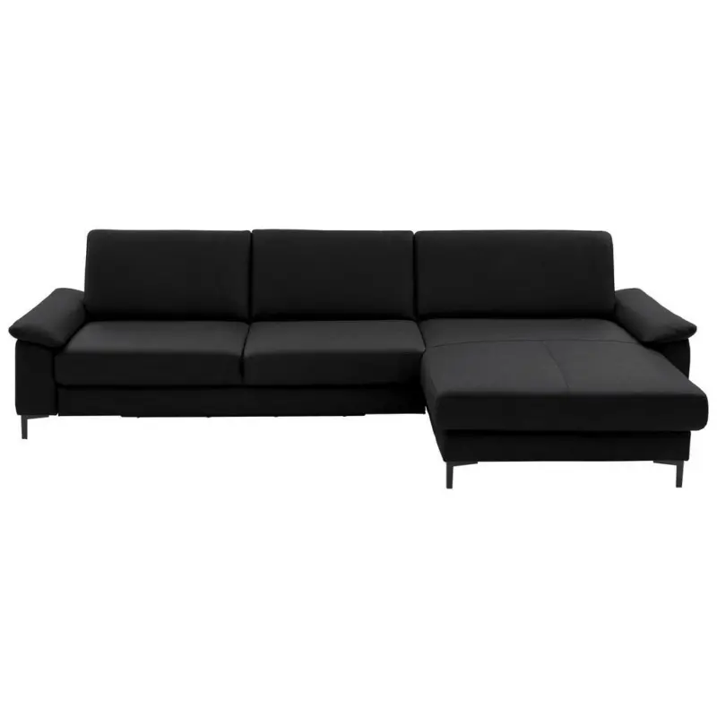 Ecksofa in Echtleder Schwarz 334/176 cm
