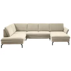 Wohnlandschaft in Velours Creme, Naturfarben