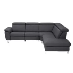 Ecksofa in Echtleder Schwarz 271/239 cm