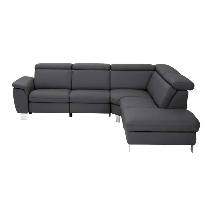 Ecksofa in Echtleder Schwarz 271/239 cm