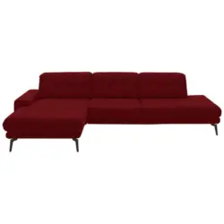 Ecksofa in Flachgewebe Kirschrot 190/309 cm
