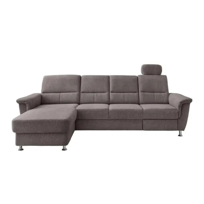 Ecksofa in Chenille Graubraun 165/292 cm