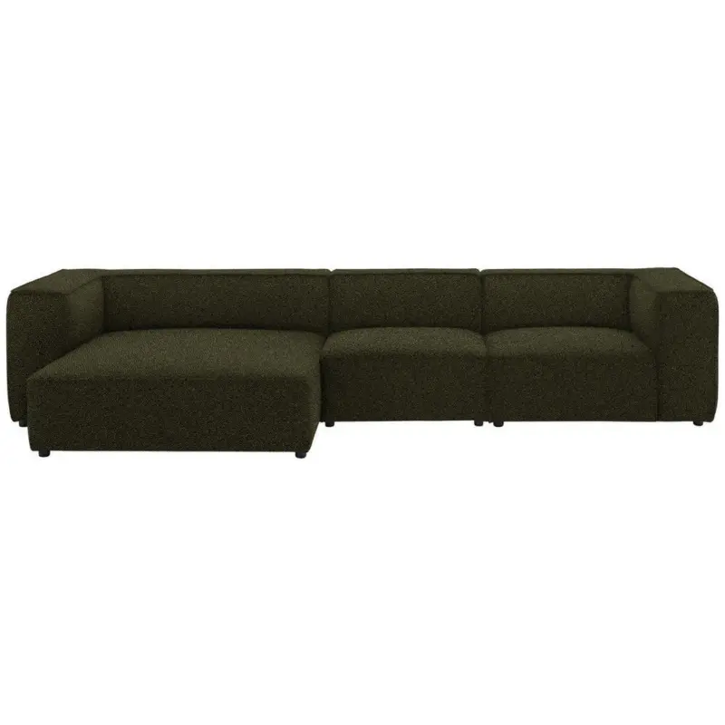 Ecksofa in Flachgewebe Olivgr&uuml;n 164/341 cm
