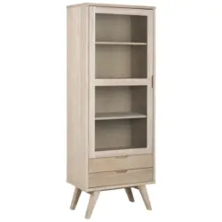 Vitrine in furniert, massiv Wei&szlig;, Eichefarben