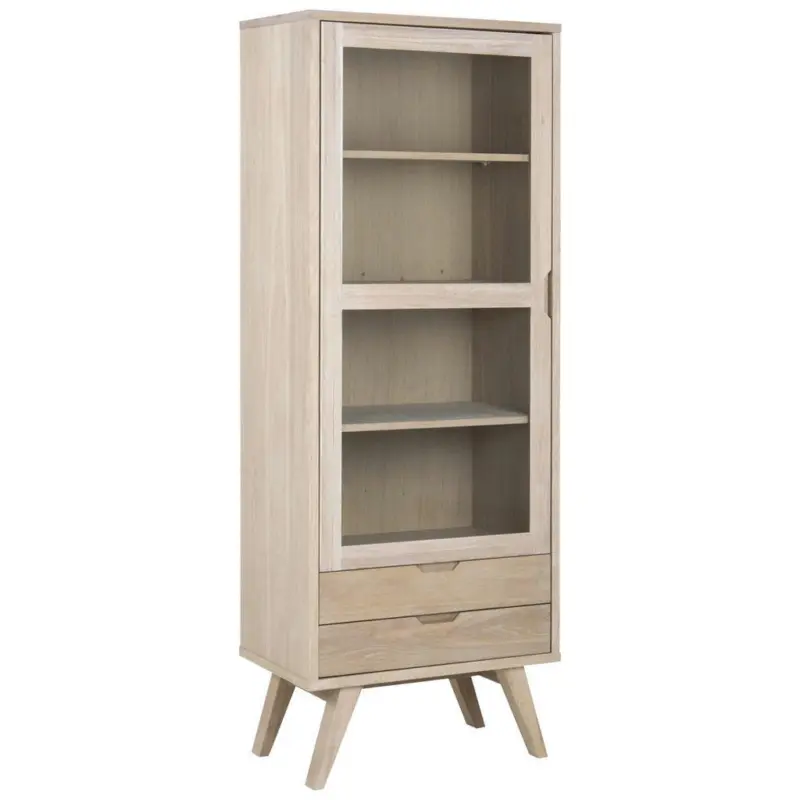 Vitrine in furniert, massiv Wei&szlig;, Eichefarben