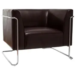 Designsessel in Lederlook Dunkelbraun