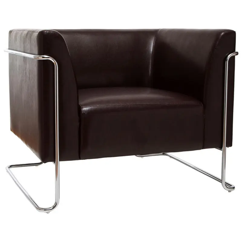 Designsessel in Lederlook Dunkelbraun