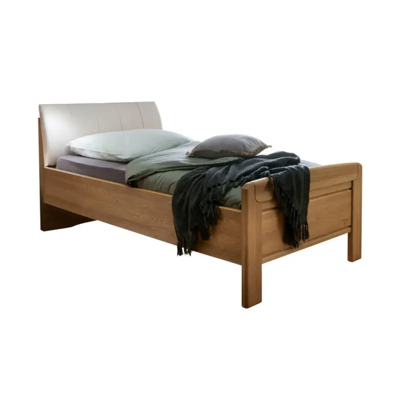 Bett 120/200 cm in Eichefarben, Champagner