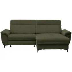 Ecksofa in Chenille Dunkelgr&uuml;n