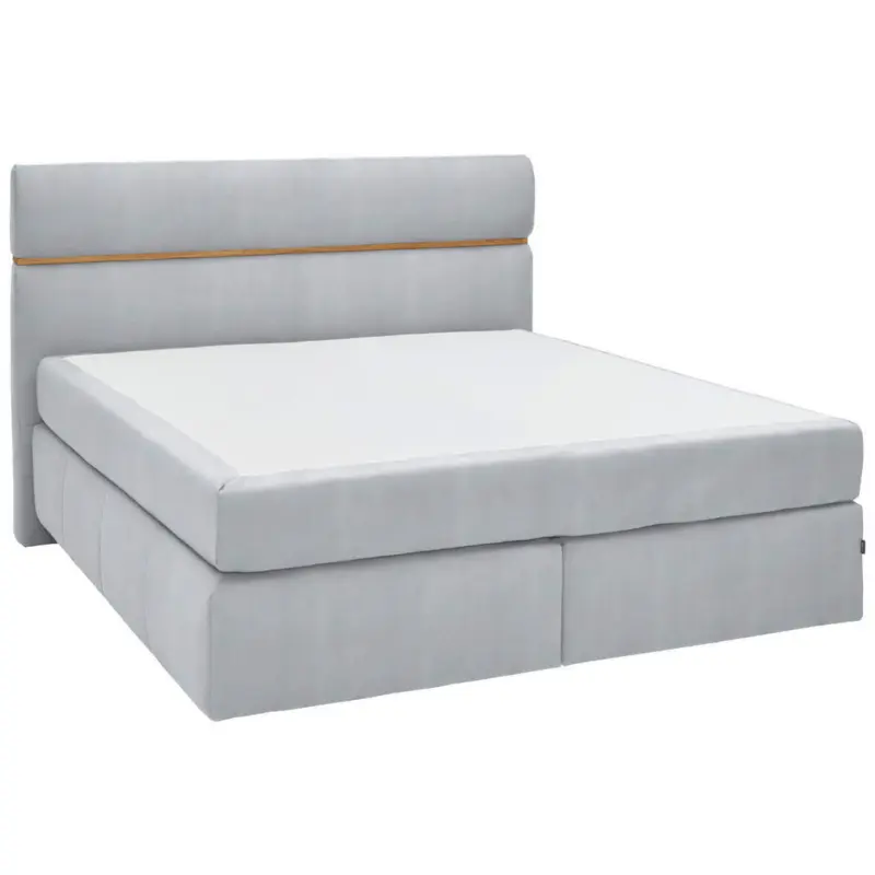 Boxspringbett 180/200 cm in Eichefarben, Hellgrau