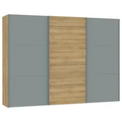 Schwebet&uuml;renschrank in Eichefarben, Salbeigr&uuml;n