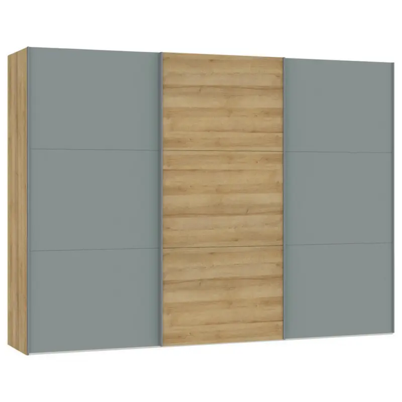 Schwebet&uuml;renschrank in Eichefarben, Salbeigr&uuml;n