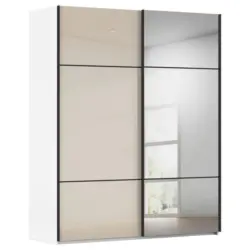 Schwebet&uuml;renschrank in Wei&szlig;, Champagner