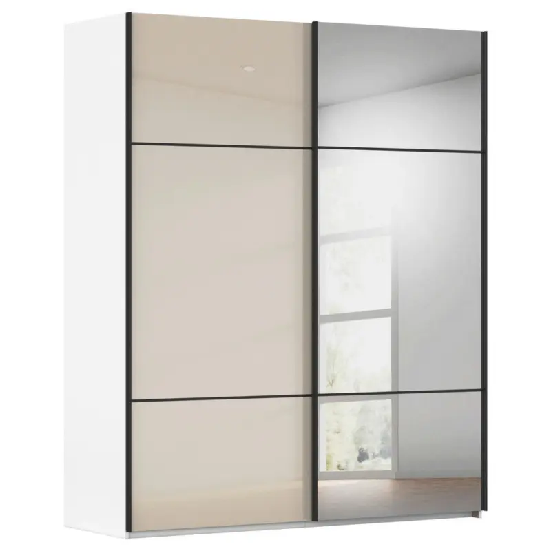 Schwebet&uuml;renschrank in Wei&szlig;, Champagner