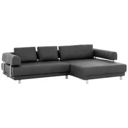 Ecksofa in Echtleder Schieferfarben 307/188 cm