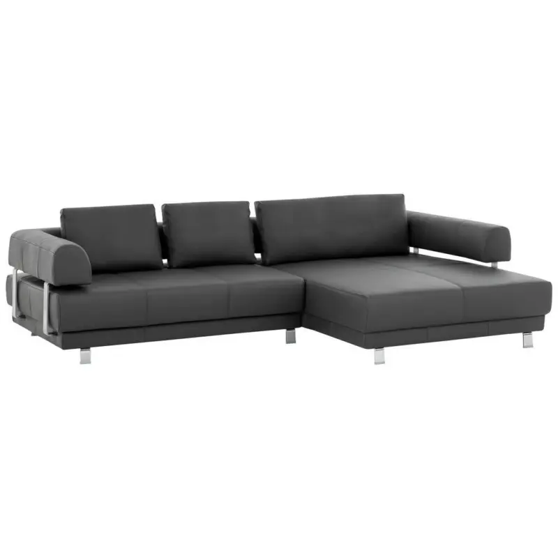 Ecksofa in Echtleder Schieferfarben 307/188 cm