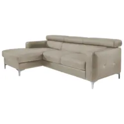 Ecksofa in Echtleder Grau 169/226 cm
