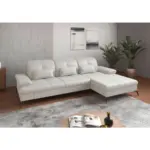 XXXLutz Lauterach - Ihr M&ouml;belhaus bei Bregenz Ecksofa in Vliesstoff Kombination Echtleder/Stoff Wei&szlig; 279/185 cm