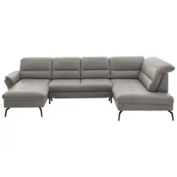 Wohnlandschaft in Echtleder Hellgrau