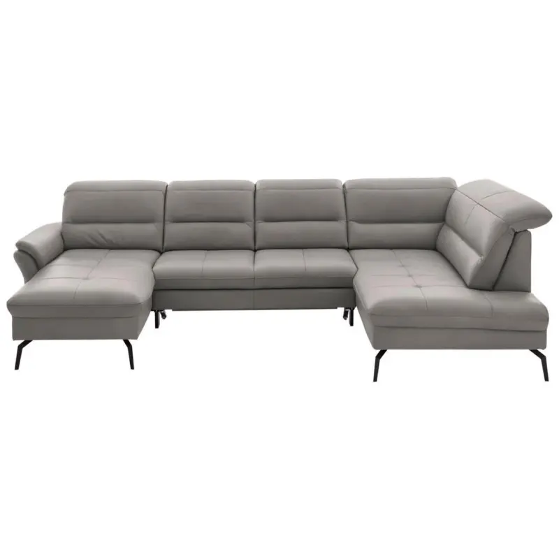 Wohnlandschaft in Echtleder Hellgrau