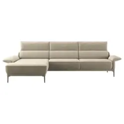 Ecksofa in Boucl&eacute; Beige 186/330 cm