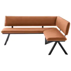 Eckbank 180/140 cm in Schwarz, Cognac
