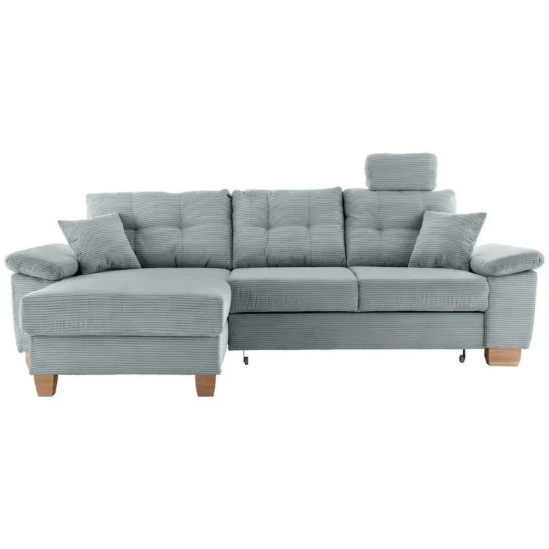 Ecksofa in Cord Hellblau