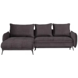 Ecksofa in Flachgewebe Graphitfarben 180/273 cm